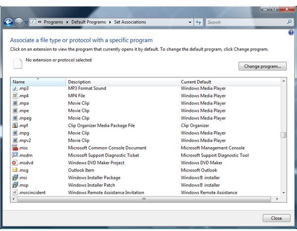 windows 7 set default program for extension