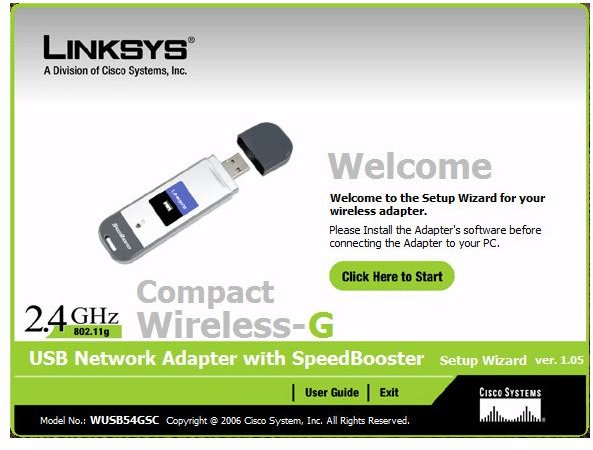 I had to use the original driver disc that came with my Linksys Wireless G USB adapter.