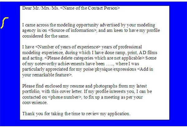 sample cover letter for modeling opportunities get your