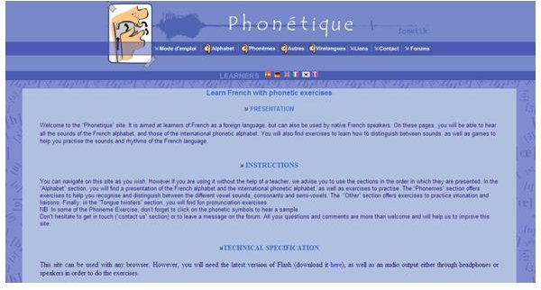 What websites provide audio pronunciation in French?