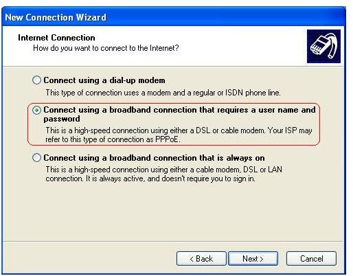 how to set up broadband internet connection in windows xp