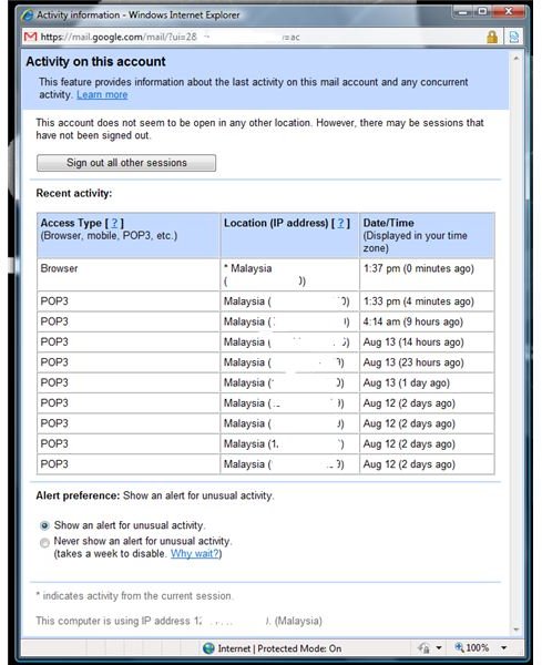 gmail activity