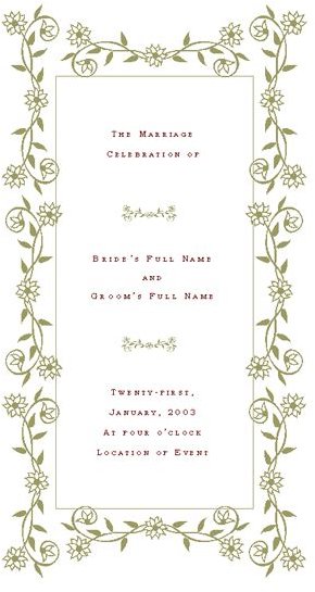 Sample Wedding Reception Programs Wording