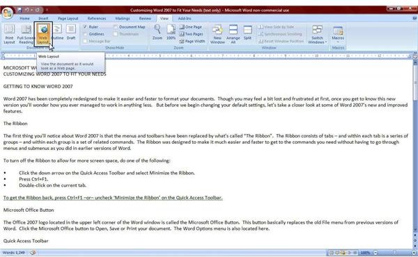 how to change page layout in word 2007