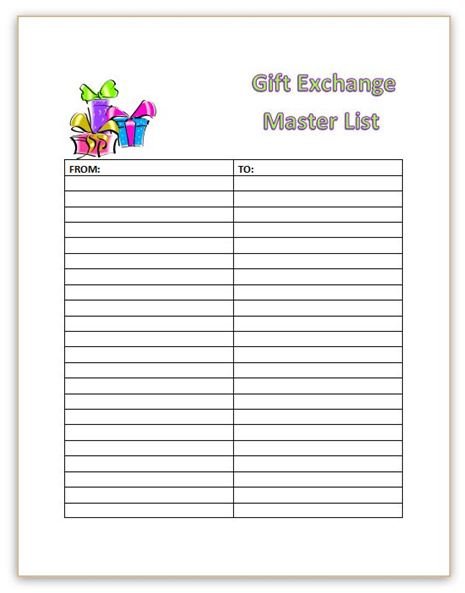 Printable Gift Exchange Template Printable Templates Free