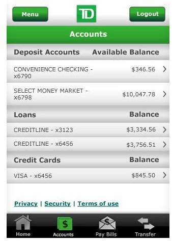 how to check my td bank account balance