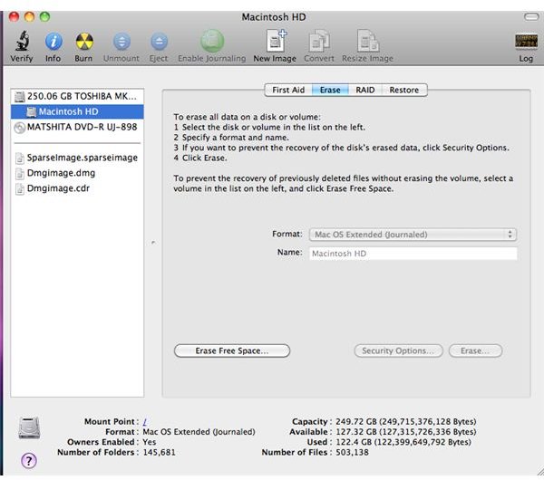 erasing startup disk mac