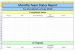 screenshot - Monthly Team Status Report in Excel