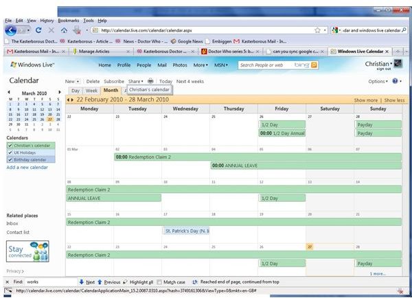 Microsoft Works Calendar