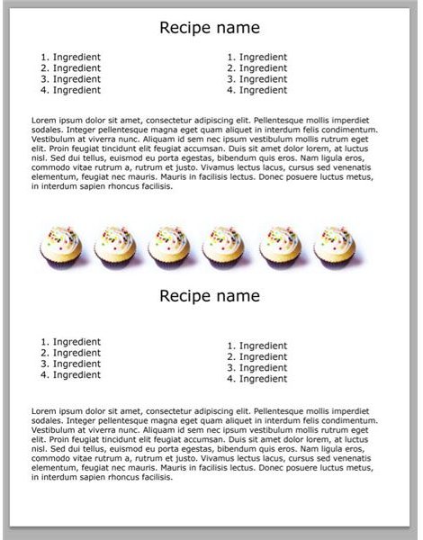 recipe layout template