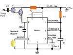 Simple IC 555 Touch Operated Door Bell Circuit Diagram, Image