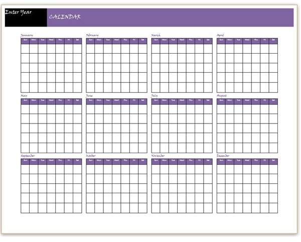 Free Blank Yearly Calendar 2011