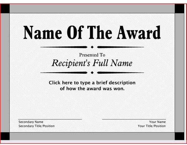 Free Award Certificate