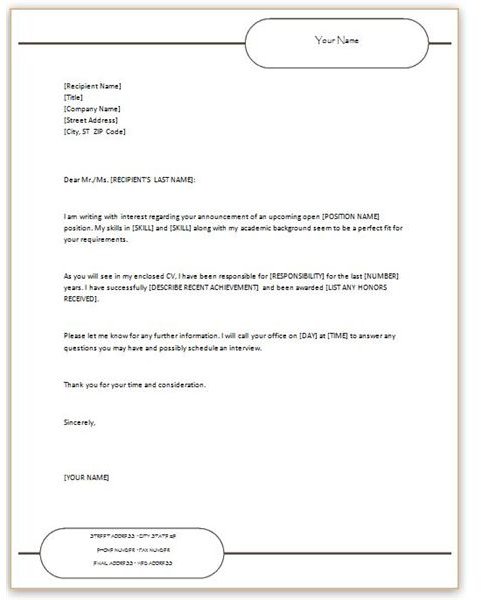 Free Microsoft Word Cover Letter Templates - Job Searching