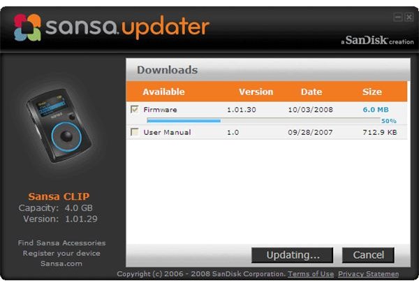 sandisk sansa software download