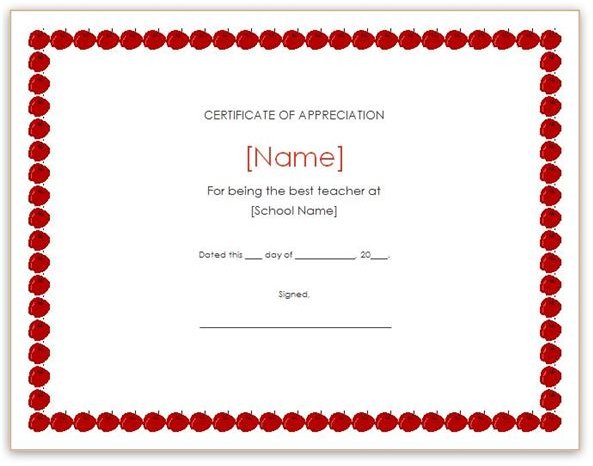 Appreciation Certificate Wording