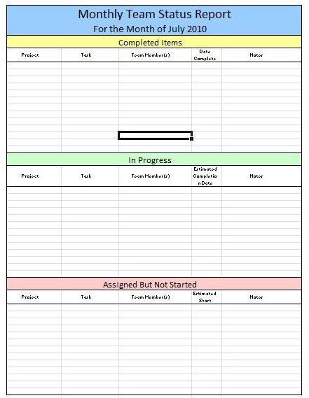 Sample Team Monthly Report Template In Excel Free Download And Tips For