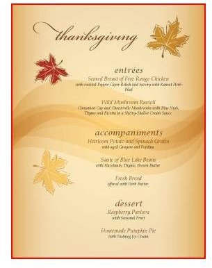 Microsoft Word Thanksgiving Menu Template