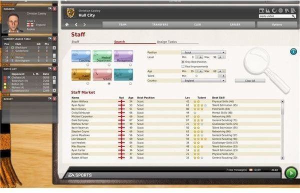 Recruiting staff in FIFA Manager 10