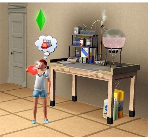 The Sims 3 chemistry potion in use by kid