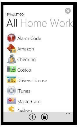 eWallet GO! password and credit card storage for Windows Phone