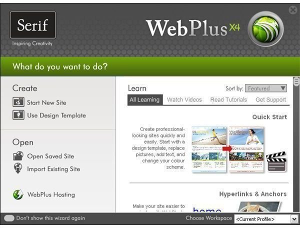 WebPlus Start Wizard