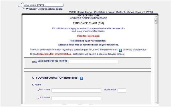 NY State Workers Comp C-3 form - report employee injury to state