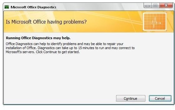 Start the Microsoft Office disgnostic tool if your cannot start Microsoft Office Outlook