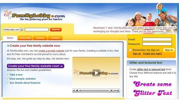 FamilyLobby.com Offers Free Family Websites
