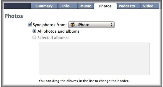 Choose Photos Tab and check the Sync photos from iPhoto