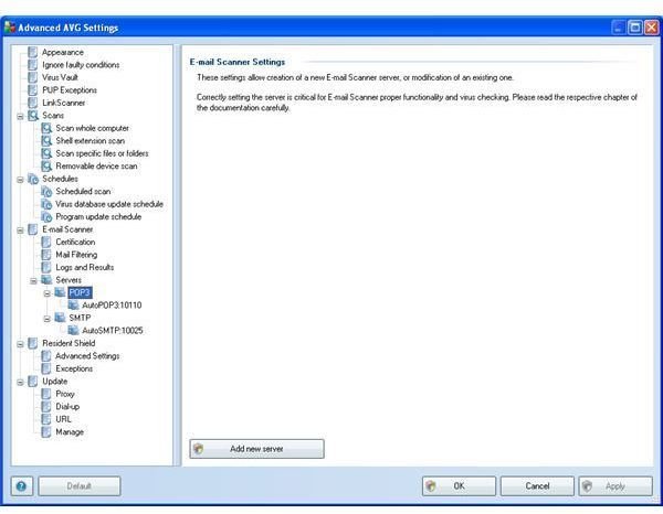 AVG Advanced Settings