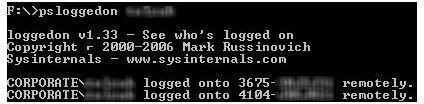 Figure 6: PsLoggedOn specific user listing