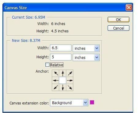 Canvas Size Dialog Box