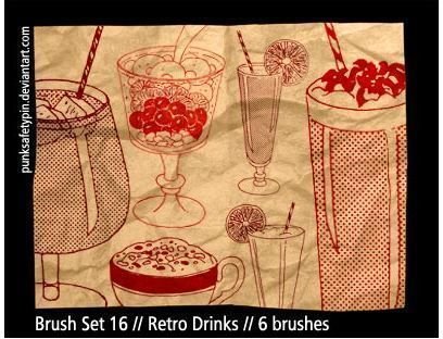 Brush Set 16 Retro Drinks by punksafetypin
