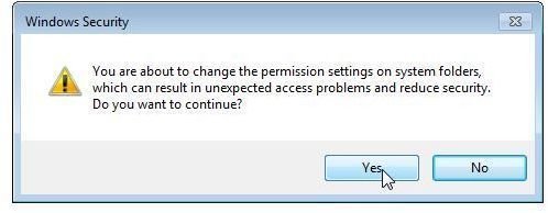 vista file floders permissions reset