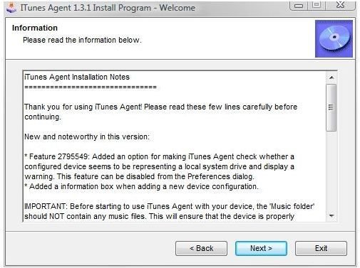 iTunes Agent Install Notes