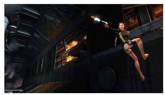 Lara has to swing, jump and climb through this area