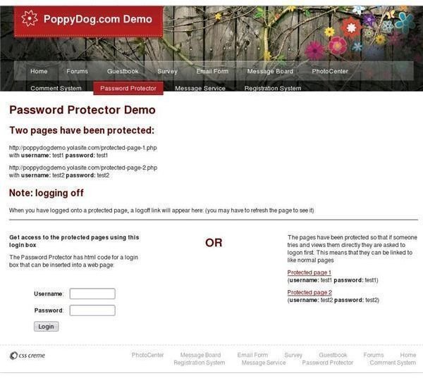 Poppy Dog Demo - Protect a page with a Password