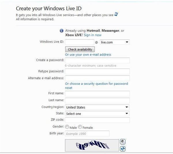 Windows Live Mail Install: Sign Up