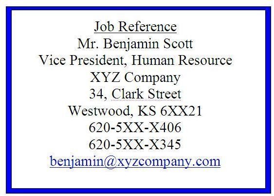 references for a job meaning