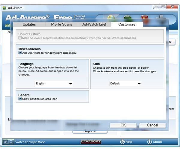 Customizing the UI of Ad-Aware Free v8.3