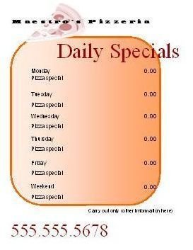 Daily Special Pizza Menu Templates