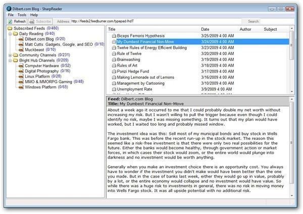 User Interface of Sharp Reader