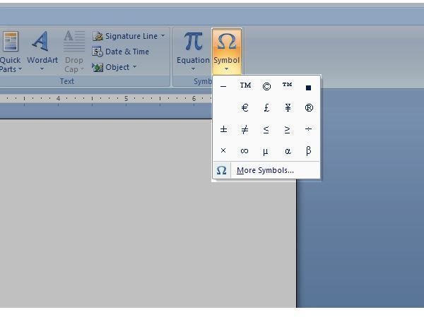 How to Insert Symbols and Special Characters into Word 2007/2010