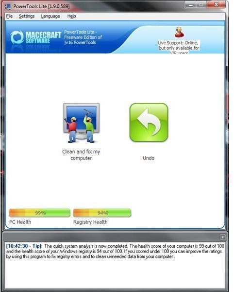 PowerTools Lite free windows 7 registry cleaner