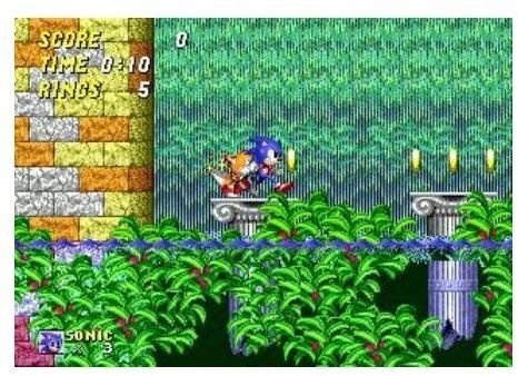 Aquatic Ruin, one of the many colorful stages of Sonic 2.