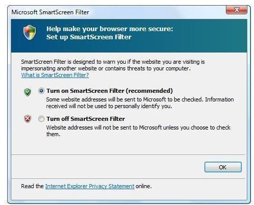 Smart Screen Filter - Phishing Detection tool in Internet Explorer