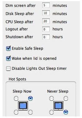 Mac Energy Saving Options