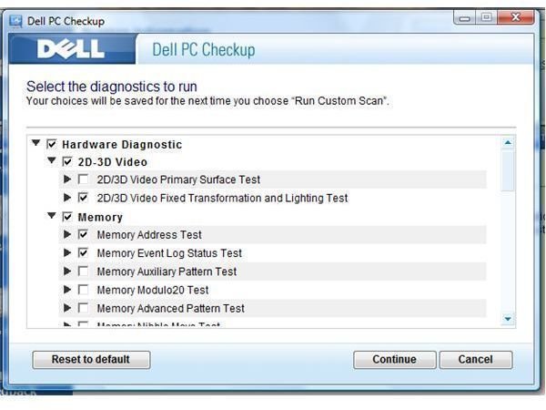 Customizing Dell PC Checkup scans