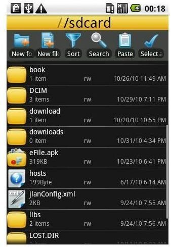 eFile Android app to manage internal phone storage 